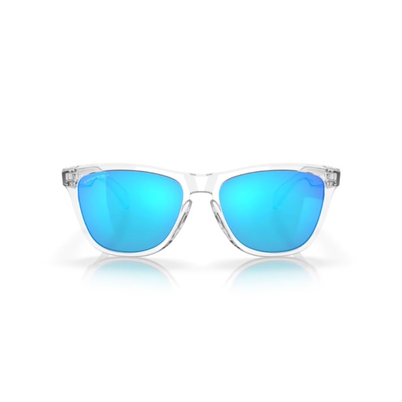 Oakley Frogskins Sunglasses Crystal Clear with Prizm Sapphire Iridium Lens 55mm - Picture 2 of 4